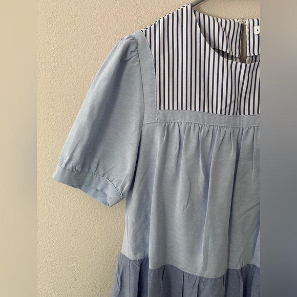 ENGLISH FACTORY Women's Quinn Dress Tier Mini Swing Serenity Blue XS Tuckernuck - Picture 6 of 11